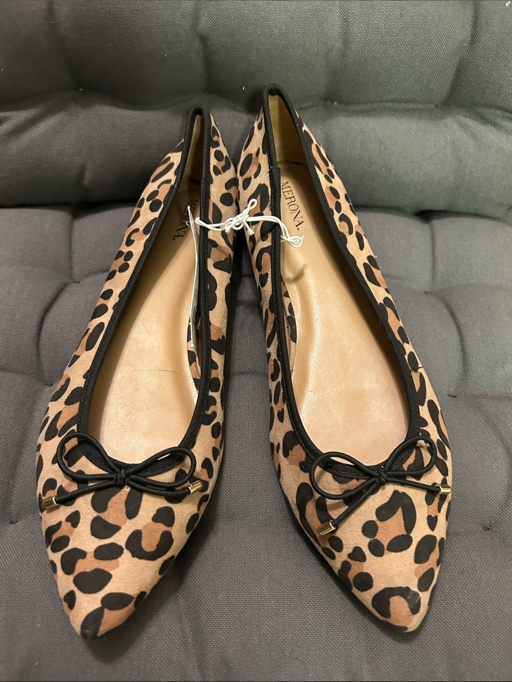 Merona Leopard-Print Pointed Ballet Flats - Brown/Black